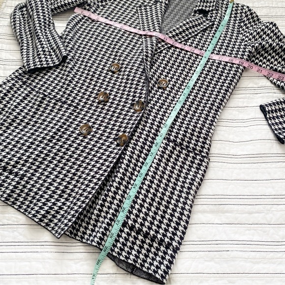 Marled Houndstooth Longline Double Breasted Button Sweater Blazer size Medium - Picture 8 of 9